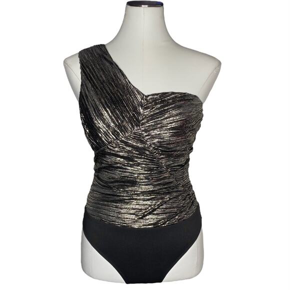 H:ours Aysm Bodysuit in Silver & Black size XS - Picture 2 of 12